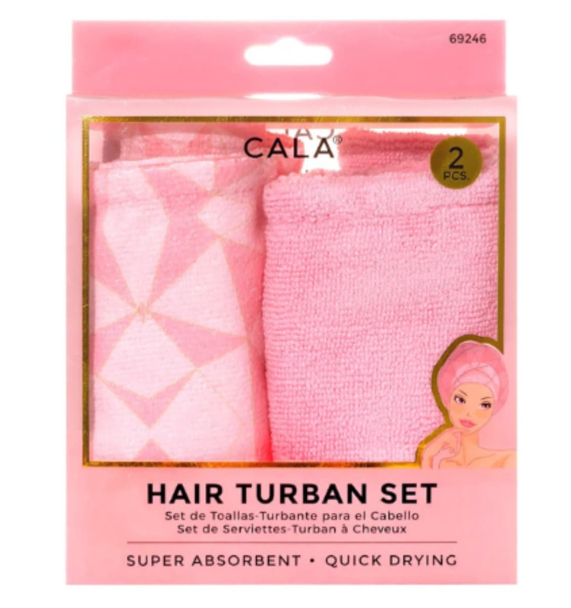Cala Hair Turban Set - Geometric/Pink